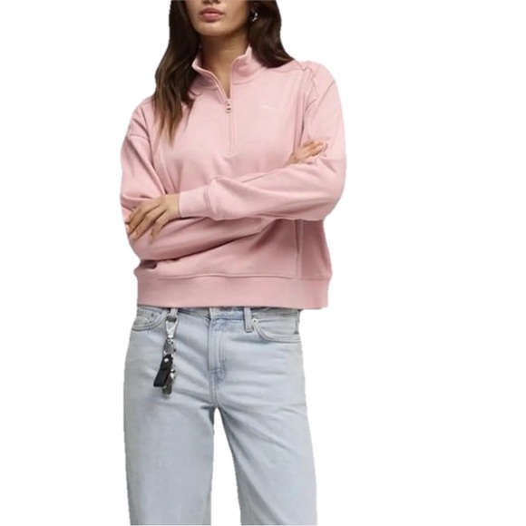 Puma Pink Quarter-Zip Sweatshirt LARGE - Picture 1 of 8